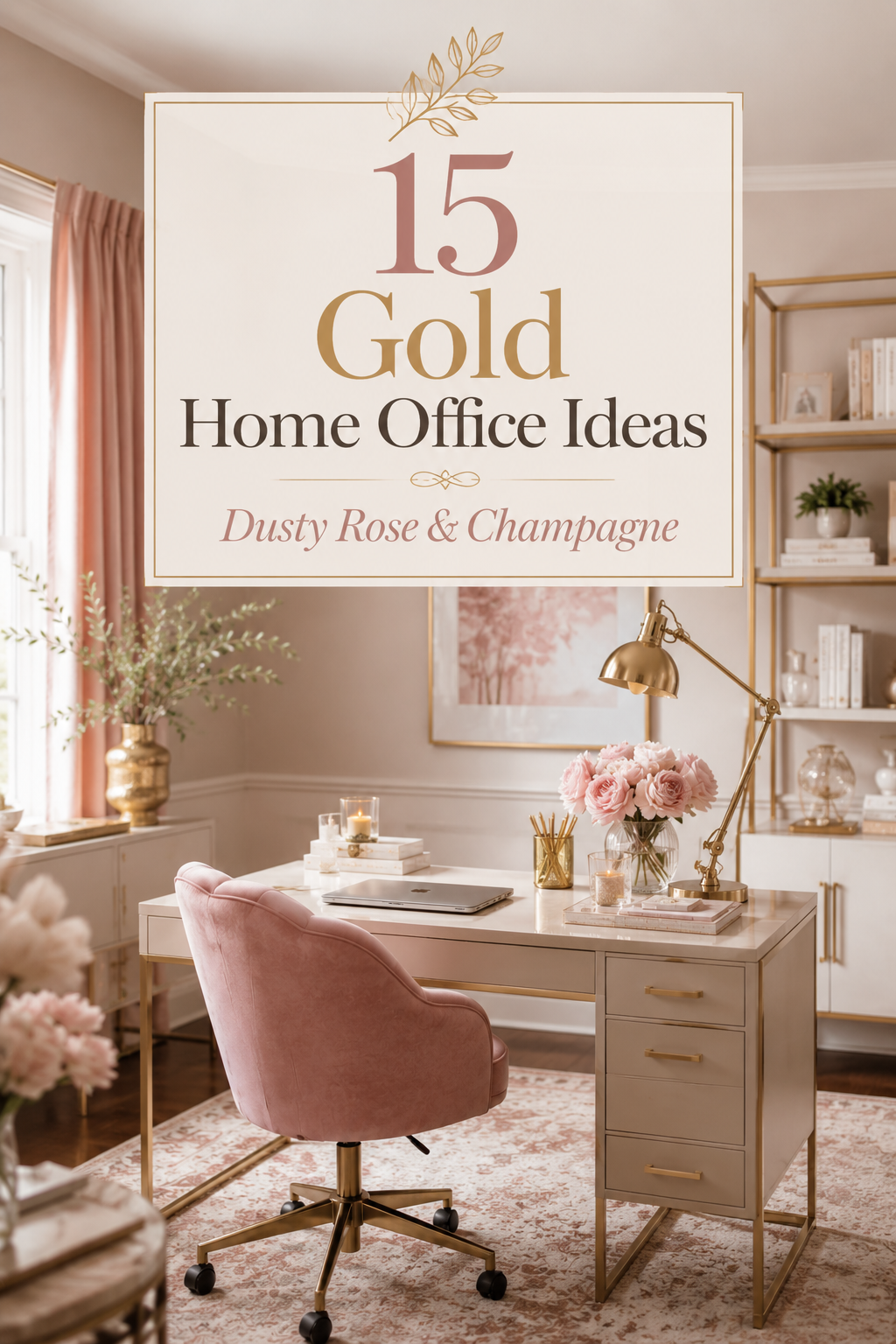 How to Make Dusty Rose & Champagne Gold Home Offices Feel Personal, Polished, and Easy to Live With