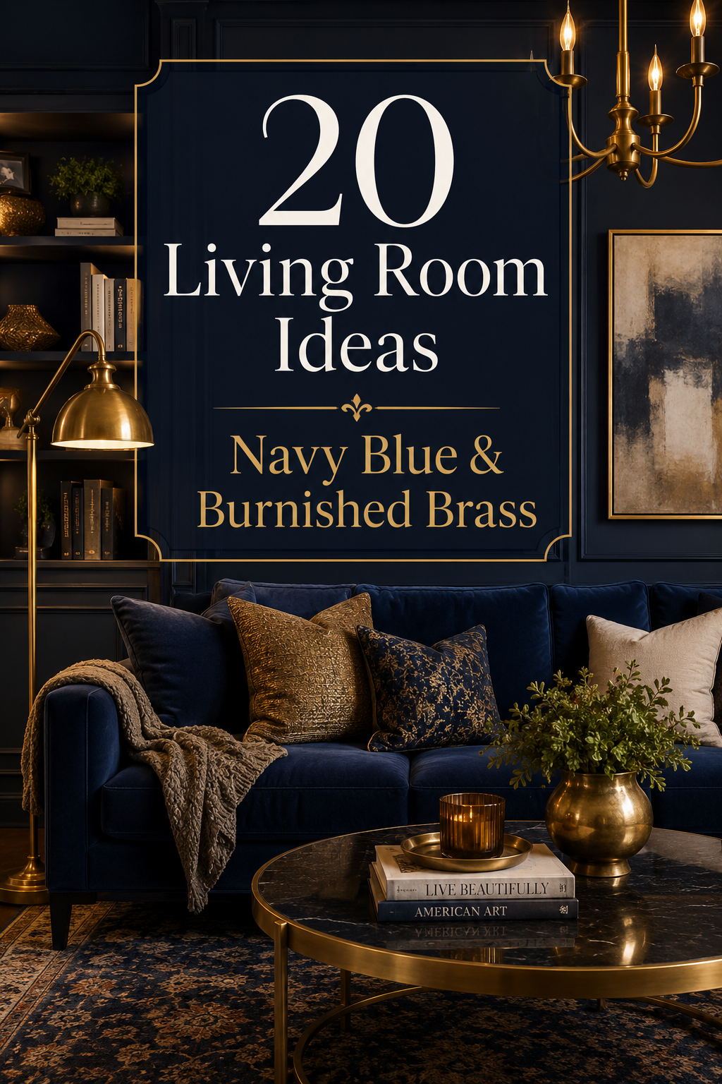 How Navy Blue & Burnished Brass Living Rooms Elevate a Home Beyond Pretty Decor