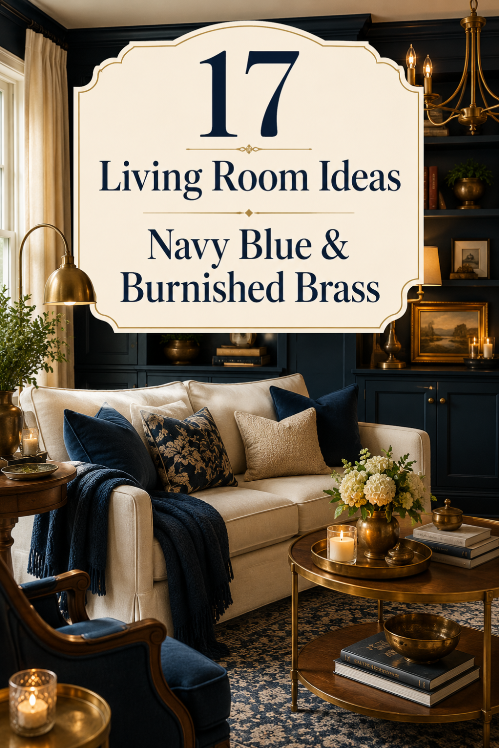 Navy Blue & Burnished Brass Living Rooms Ideas for the Woman Who Wants Every Corner to Look Considered Without Feeling Staged