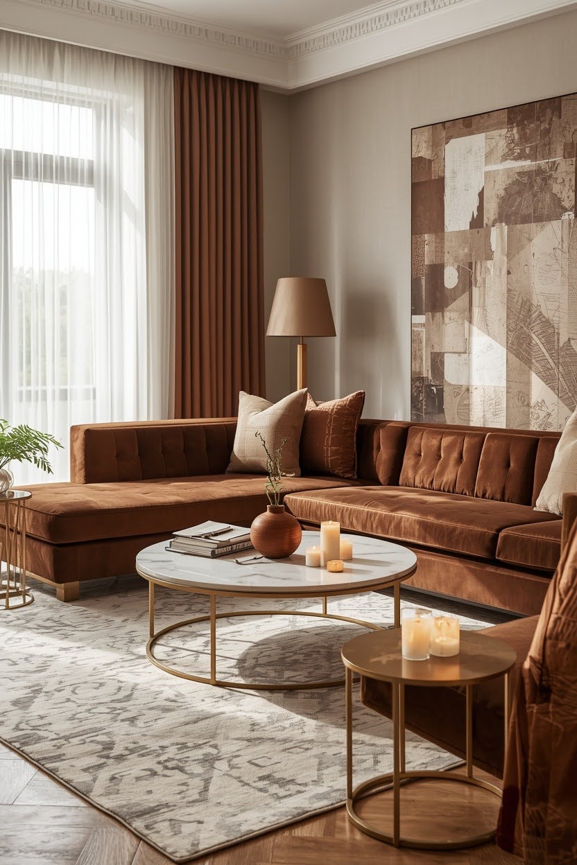 How Brown and Gold Living Rooms Create a Confident Home for Women