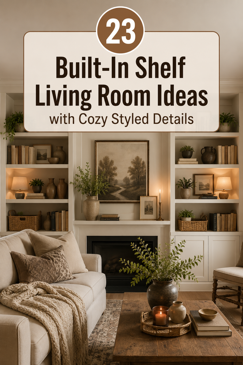 23 Built-In Shelf Living Room Ideas with Cozy Styled Details