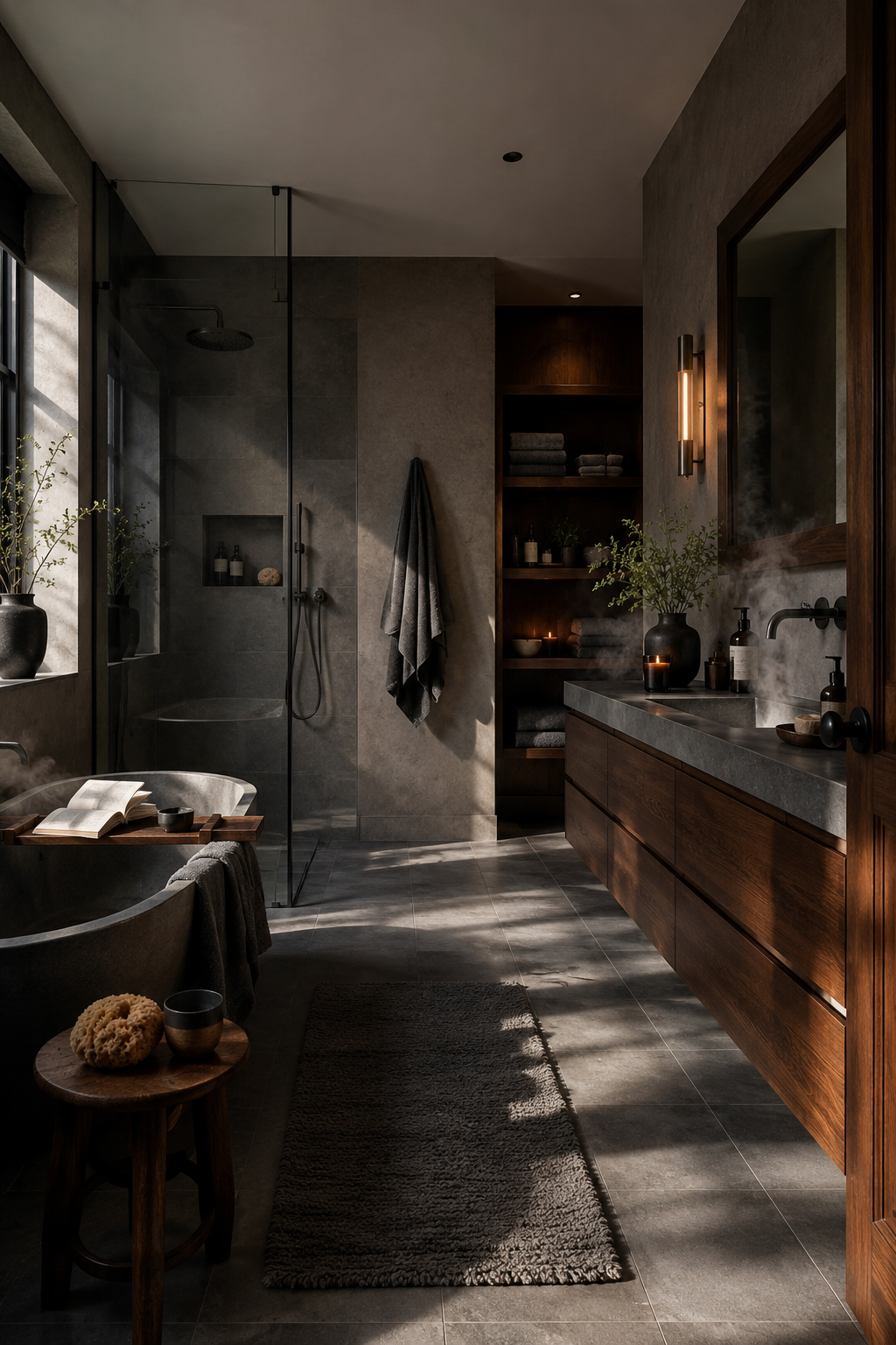Slate Gray & Dark Walnut 20 Bathroom Ideas for a Finished Bathroom Look