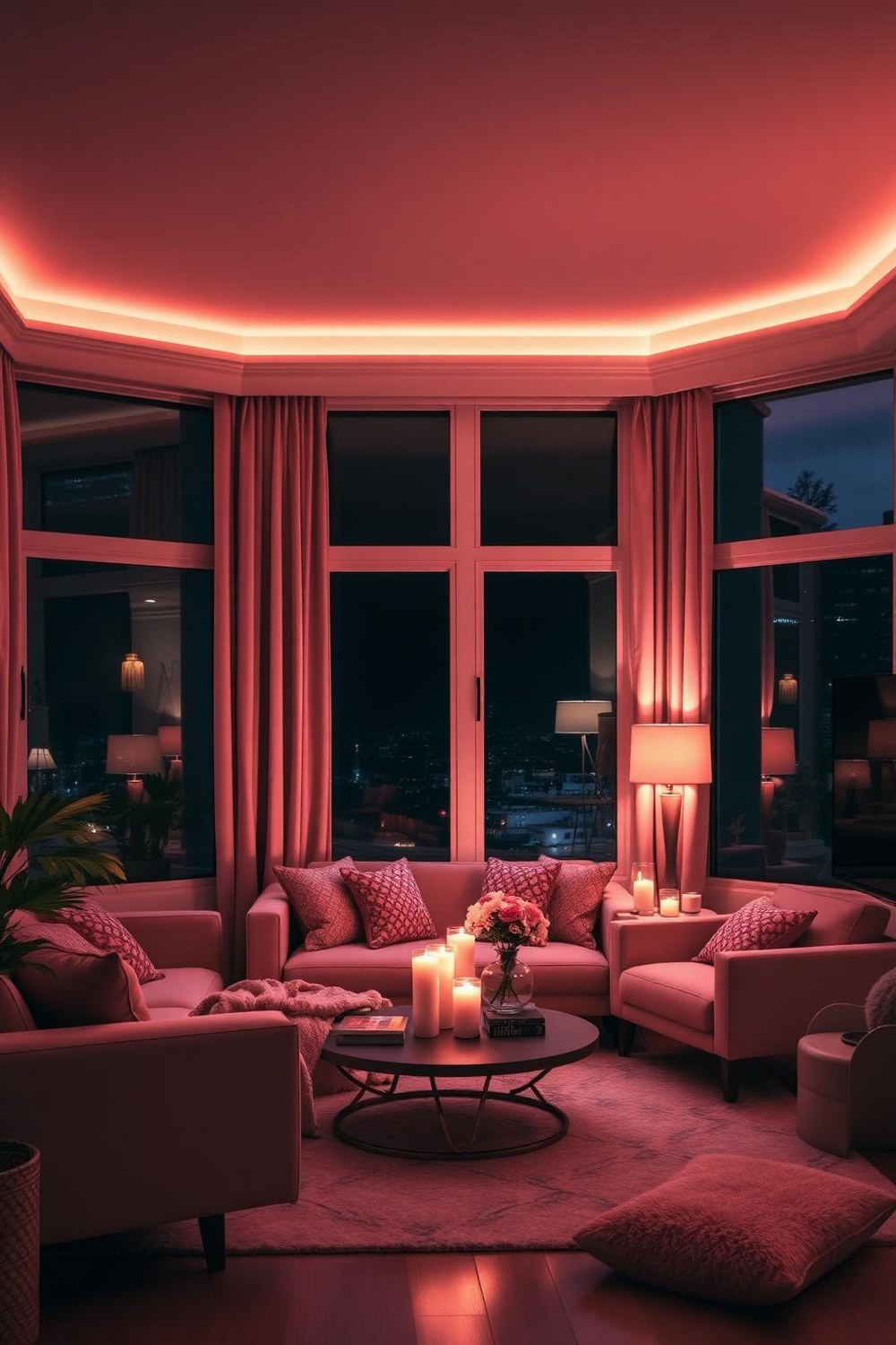Pink cozy living room idea 18