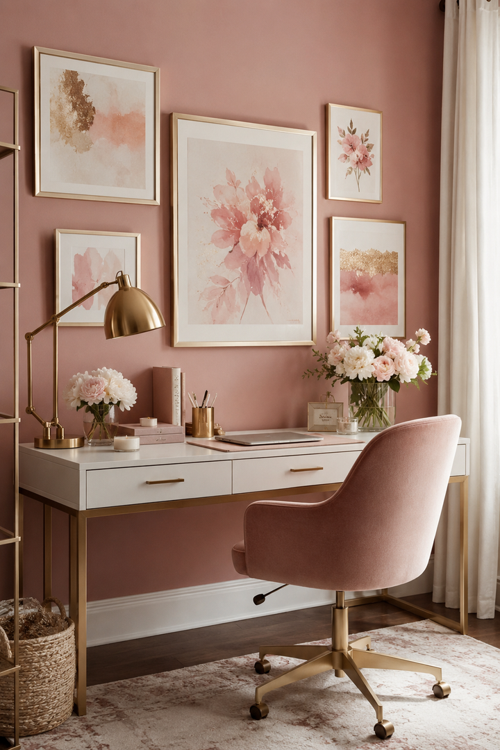 How to Make Dusty Rose & Champagne Gold Home Offices Feel Personal, Polished, and Easy to Live Wi… — inspiration 7 of 15