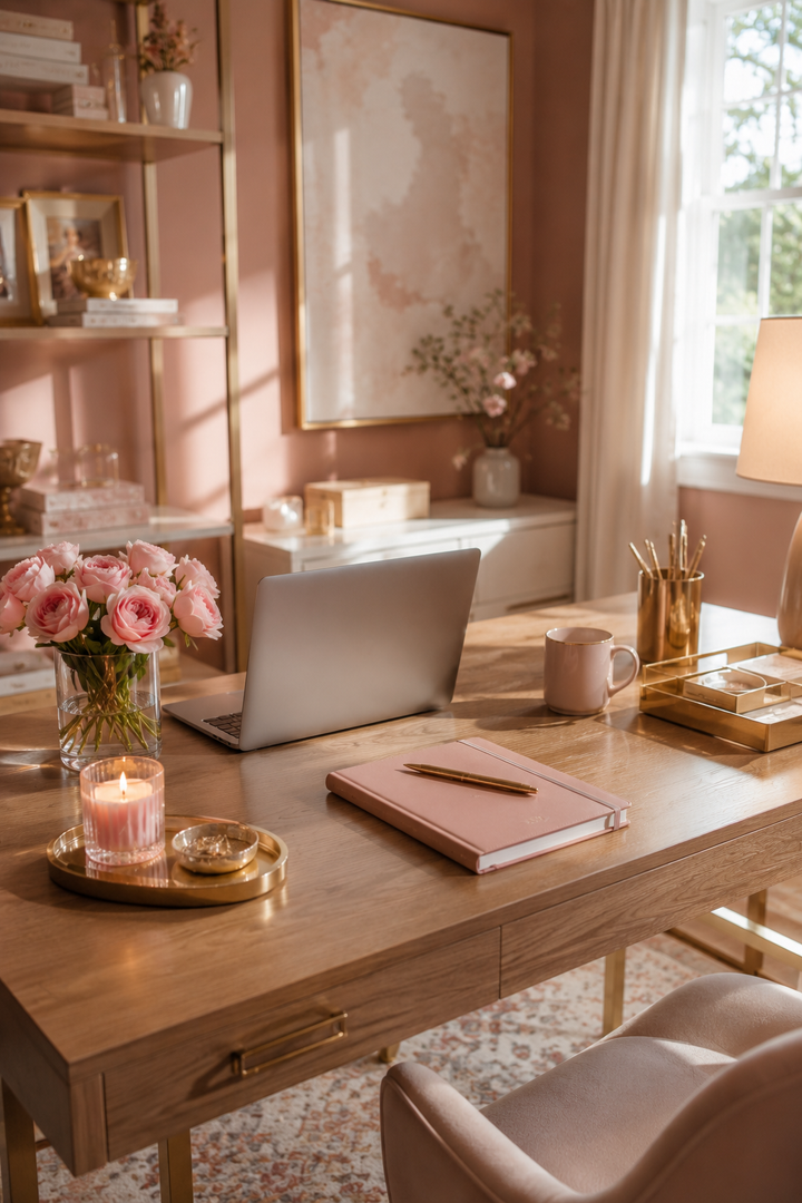 How to Make Dusty Rose & Champagne Gold Home Offices Feel Personal, Polished, and Easy to Live W… — inspiration 15 of 15