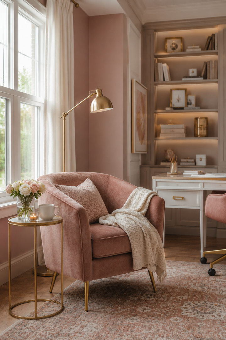 How to Make Dusty Rose & Champagne Gold Home Offices Feel Personal, Polished, and Easy to Live W… — inspiration 11 of 15