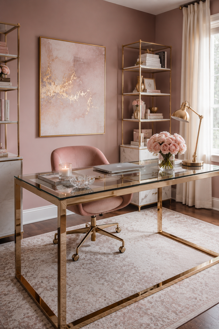 How to Make Dusty Rose & Champagne Gold Home Offices Feel Personal, Polished, and Easy to Live W… — inspiration 10 of 15