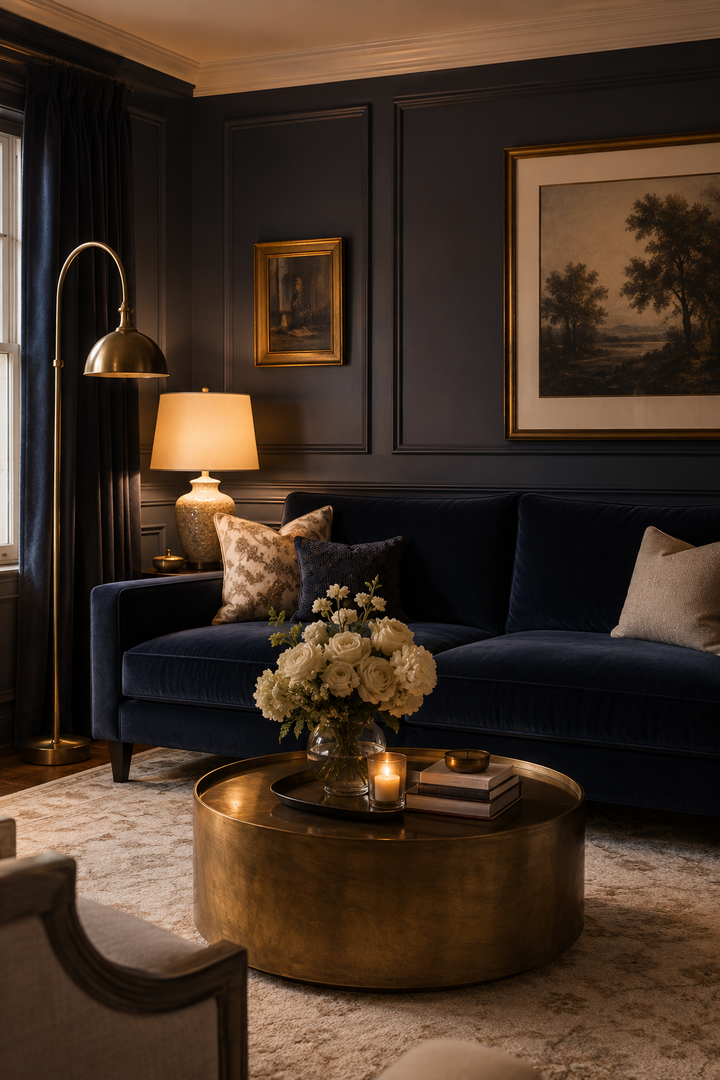 How Navy Blue & Burnished Brass Living Rooms Elevate a Home Beyond Pretty Decor — inspiration 3 of 20