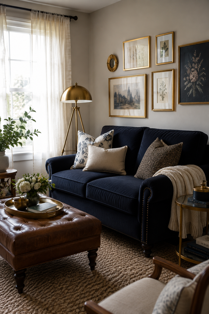 How Navy Blue & Burnished Brass Living Rooms Elevate a Home Beyond Pretty Decor — inspiration 4 of 20