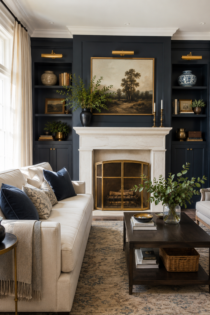 How Navy Blue & Burnished Brass Living Rooms Elevate a Home Beyond Pretty Decor — inspiration 6 of 20