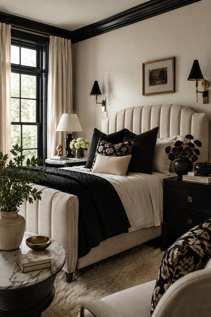 How to Style Black & Cream Bedroom So the Room Feels Collected, Not Copied β inspiration 1 of 13