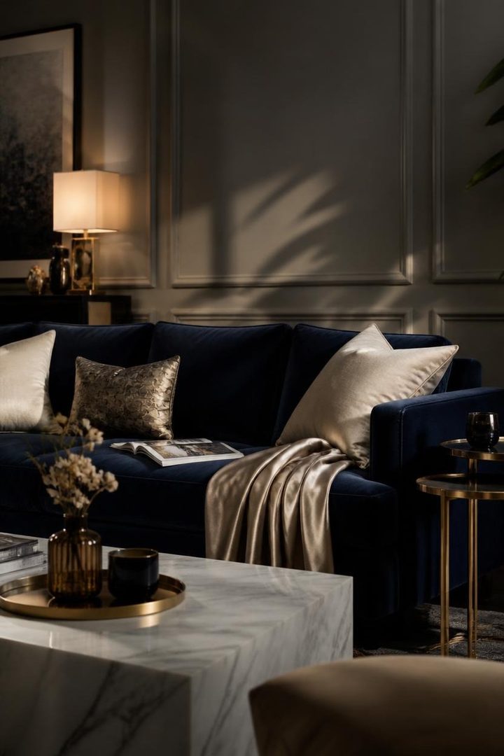 Navy Blue & Burnished Brass Living Rooms Ideas for the Woman Who Wants Every Corner to Look Consi… — inspiration 3 of 17
