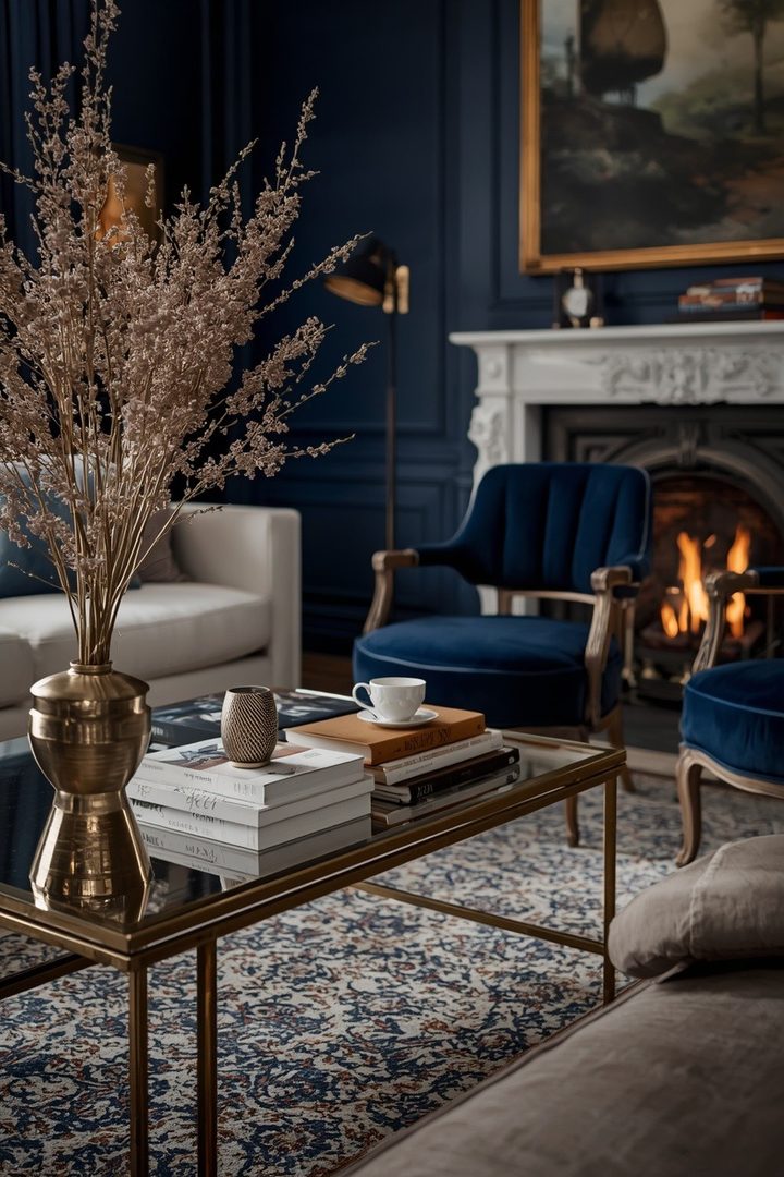 Navy Blue & Burnished Brass Living Rooms Ideas for the Woman Who Wants Every Corner to Look Consi… — inspiration 6 of 17