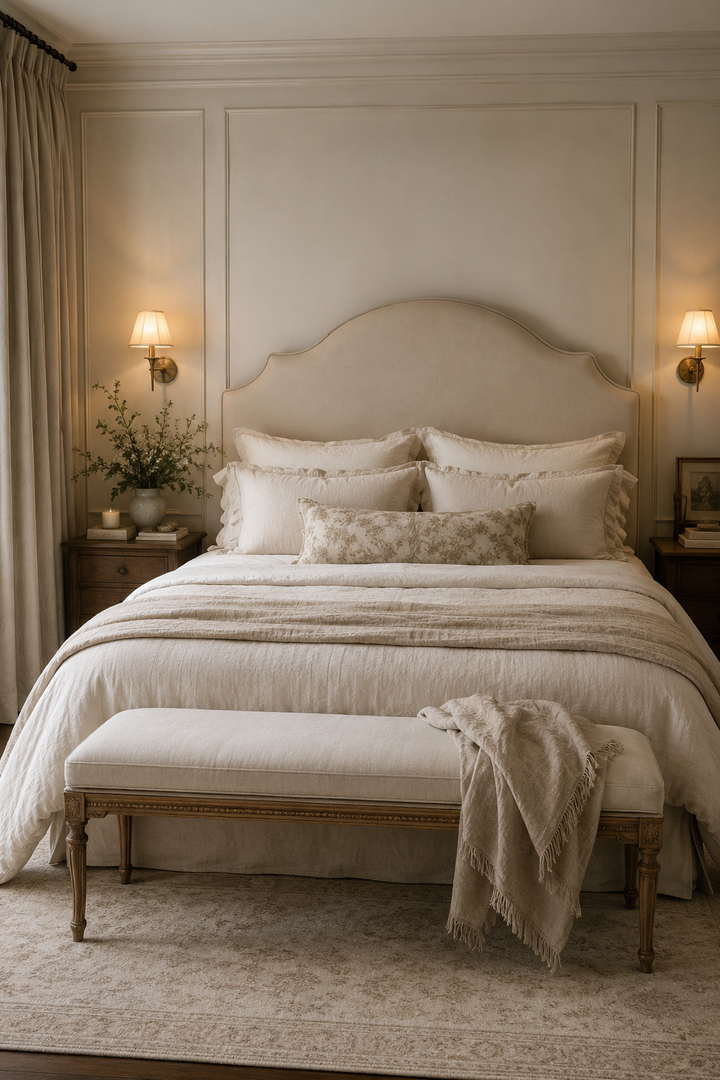 Warm Neutral Bedroom Ideas with Soft Linen and Calm Lighting β inspiration 8 of 19