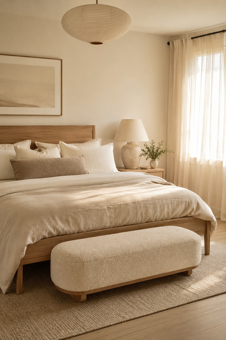 Warm Neutral Bedroom Ideas with Soft Linen and Calm Lighting β inspiration 5 of 19