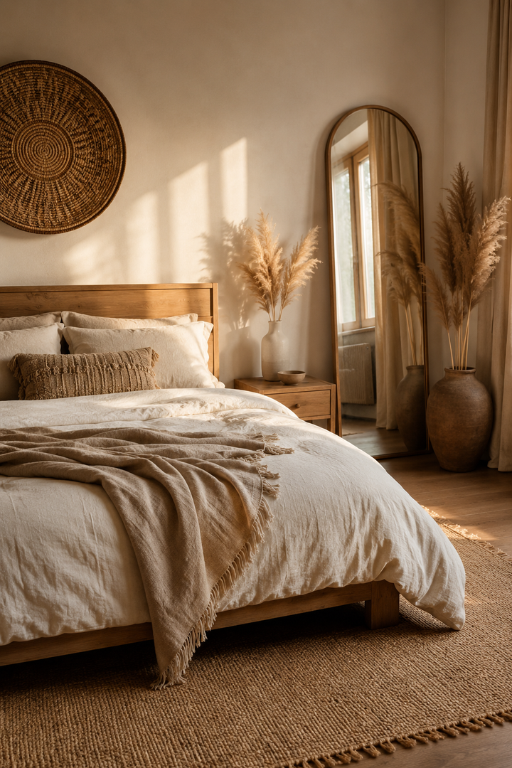 Warm Neutral Bedroom Ideas with Soft Linen and Calm Lighting β inspiration 2 of 19