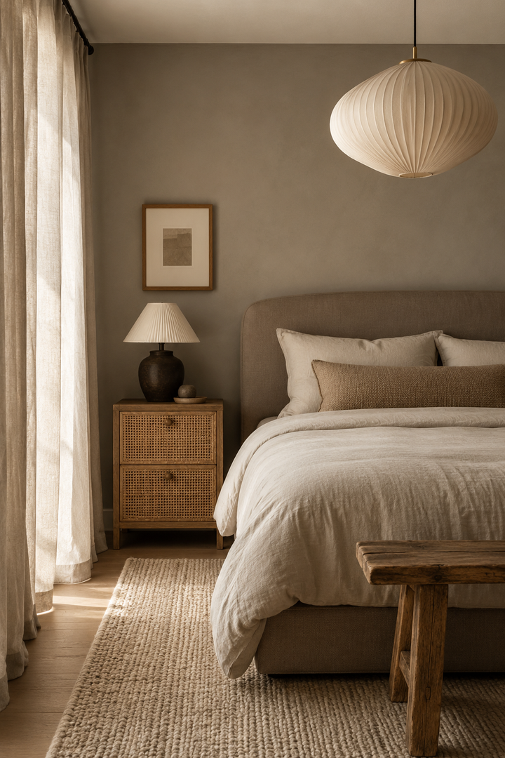 Warm Neutral Bedroom Ideas with Soft Linen and Calm Lighting β inspiration 1 of 19