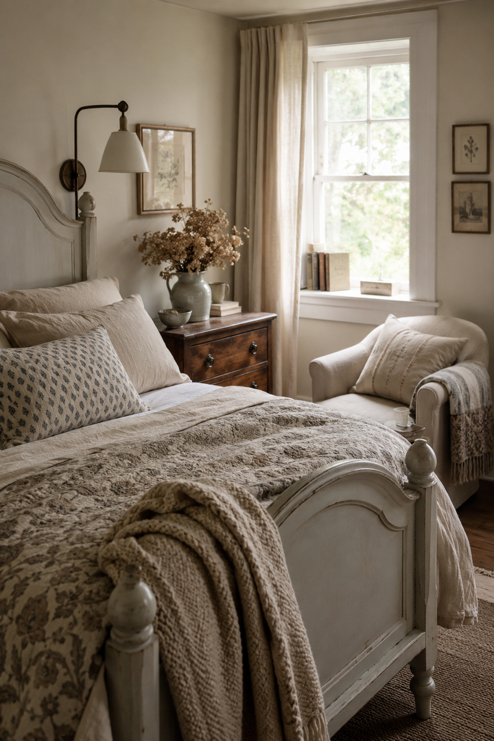 Warm Neutral Bedroom Ideas with Soft Linen and Calm Lighting β inspiration 14 of 19
