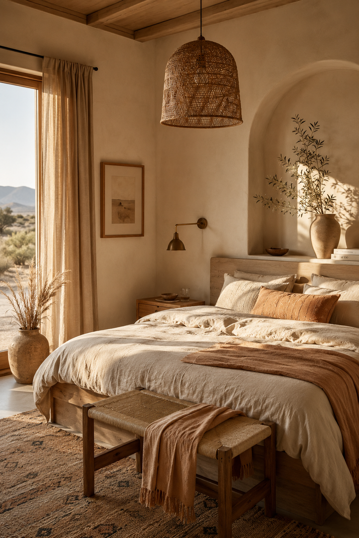Warm Neutral Bedroom Ideas with Soft Linen and Calm Lighting β inspiration 12 of 19