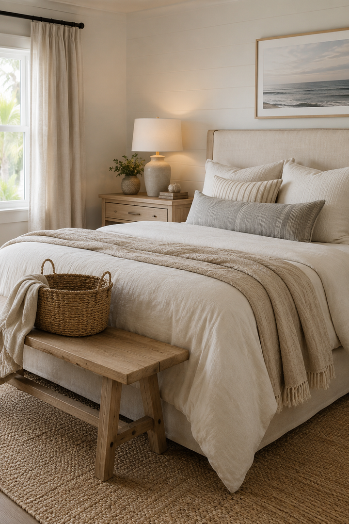 Warm Neutral Bedroom Ideas with Soft Linen and Calm Lighting β inspiration 13 of 19