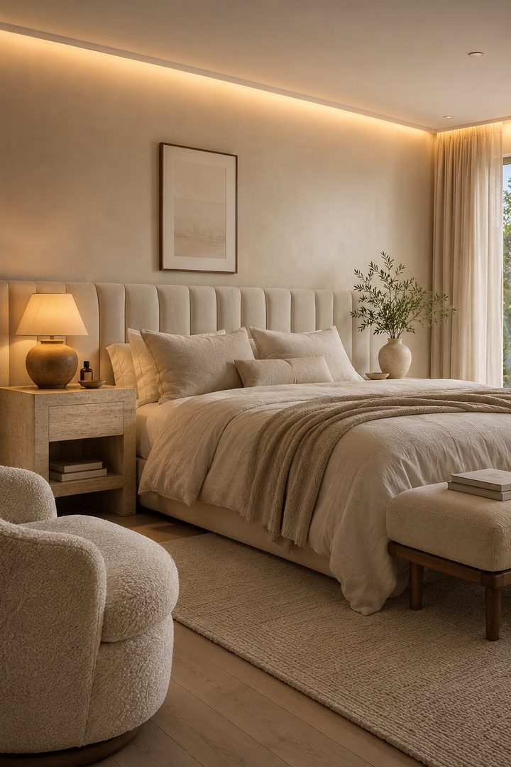 Warm Neutral Bedroom Ideas with Soft Linen and Calm Lighting β inspiration 19 of 19