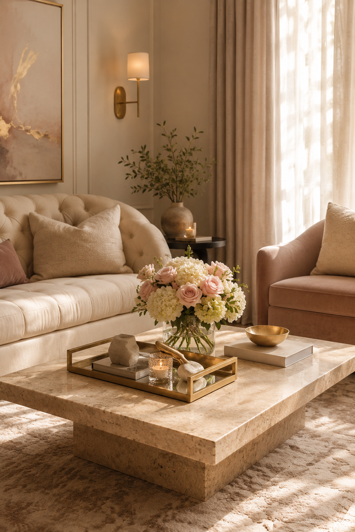Travertine Coffee Table Living Room Ideas with a Cozy Luxury Feel β inspiration 4 of 10