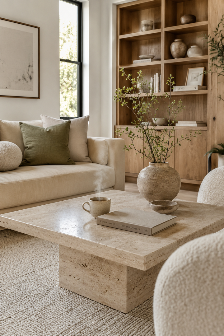 Travertine Coffee Table Living Room Ideas with a Cozy Luxury Feel β inspiration 3 of 10