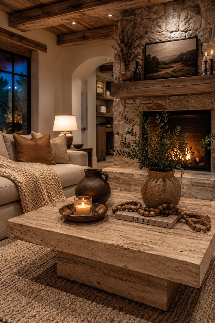 Travertine Coffee Table Living Room Ideas with a Cozy Luxury Feel β inspiration 5 of 10