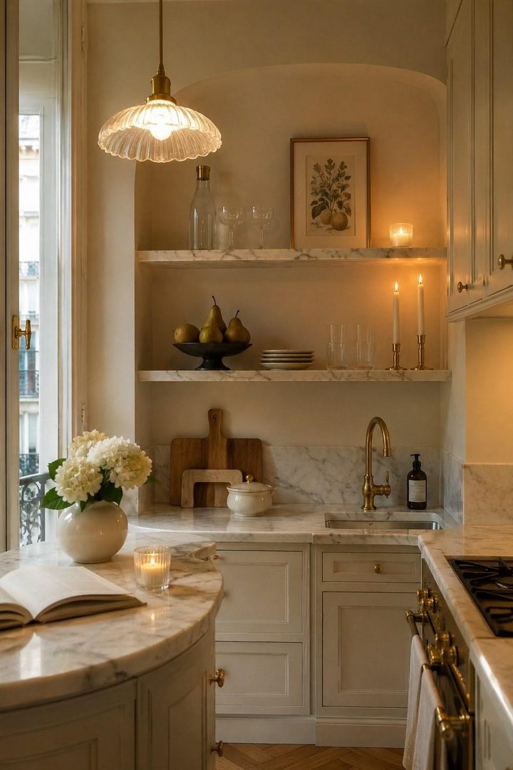 32 Small Luxury Kitchen Ideas with Marble Shelves and Soft Light β inspiration 2 of 32