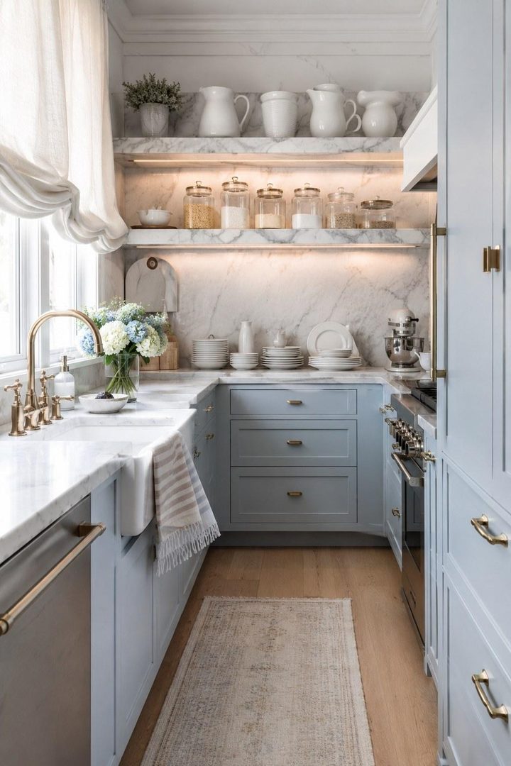 32 Small Luxury Kitchen Ideas with Marble Shelves and Soft Light β inspiration 7 of 32