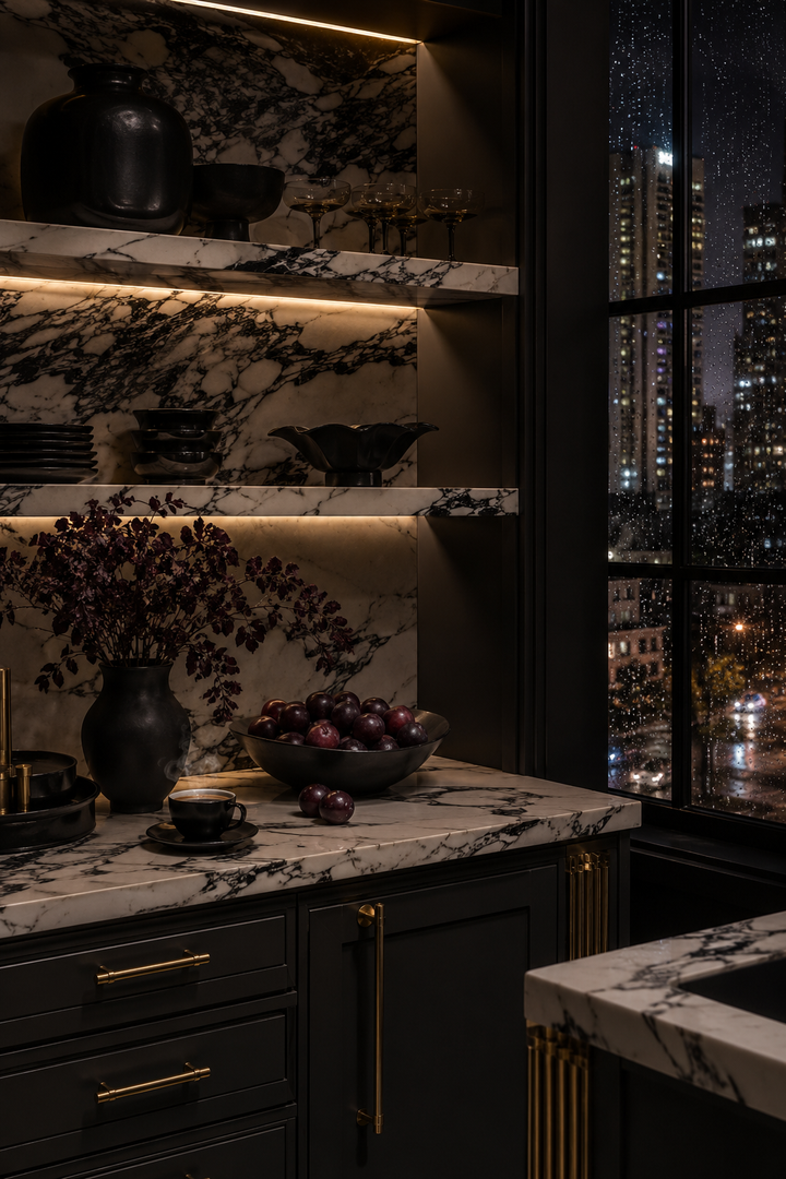 32 Small Luxury Kitchen Ideas with Marble Shelves and Soft Light β inspiration 18 of 32