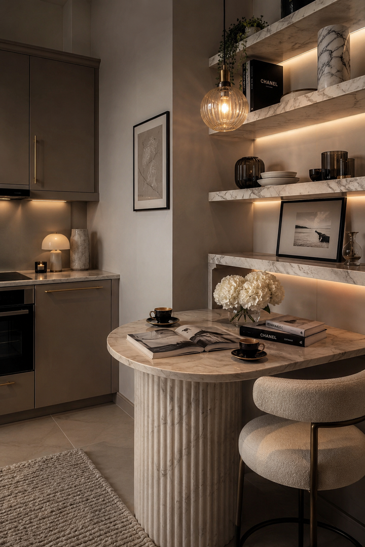 32 Small Luxury Kitchen Ideas with Marble Shelves and Soft Light β inspiration 31 of 32