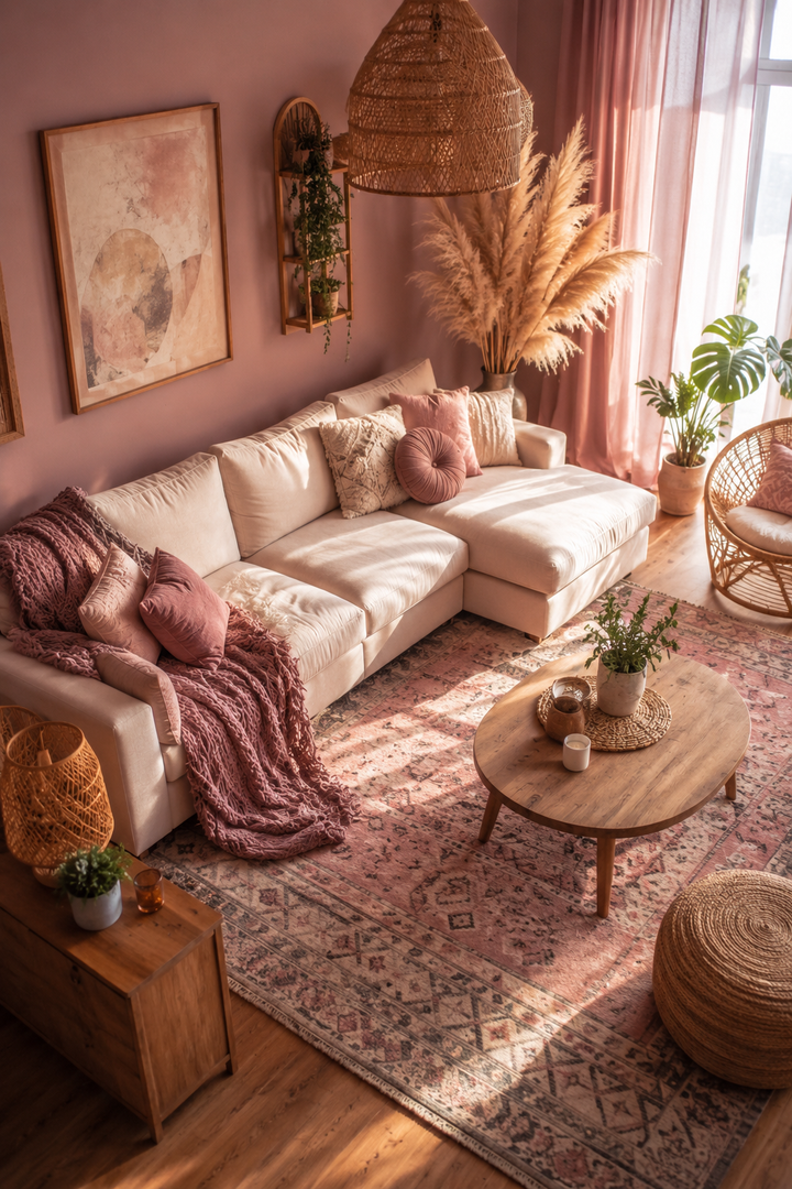 24 Pink Living Room Design Ideas for Women Who Love a Soft and Stylish Home β inspiration 3 of 24