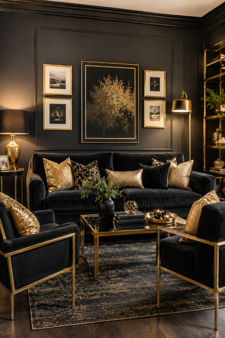Why Black and Gold Living Rooms Work When You Want a Home That Finally Feels Pulled Together β inspiration 1 of 16