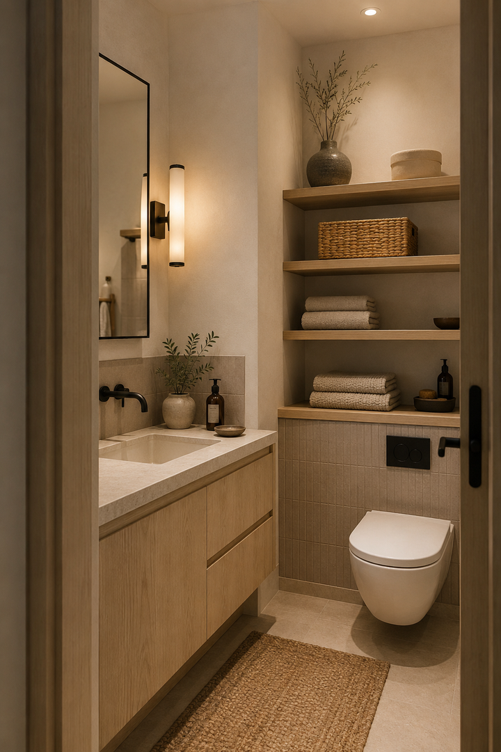 19 Small Bathroom Decor Ideas with Soft Lighting and Elegant Storage — inspiration 3 of 19
