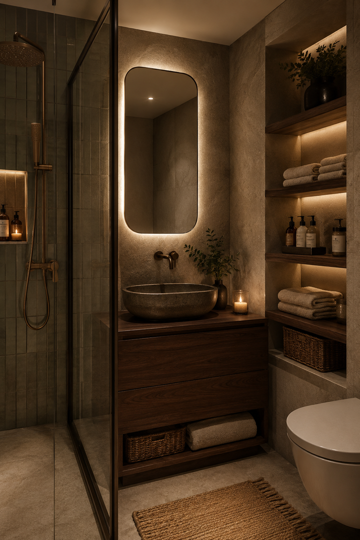 19 Small Bathroom Decor Ideas with Soft Lighting and Elegant Storage — inspiration 13 of 19