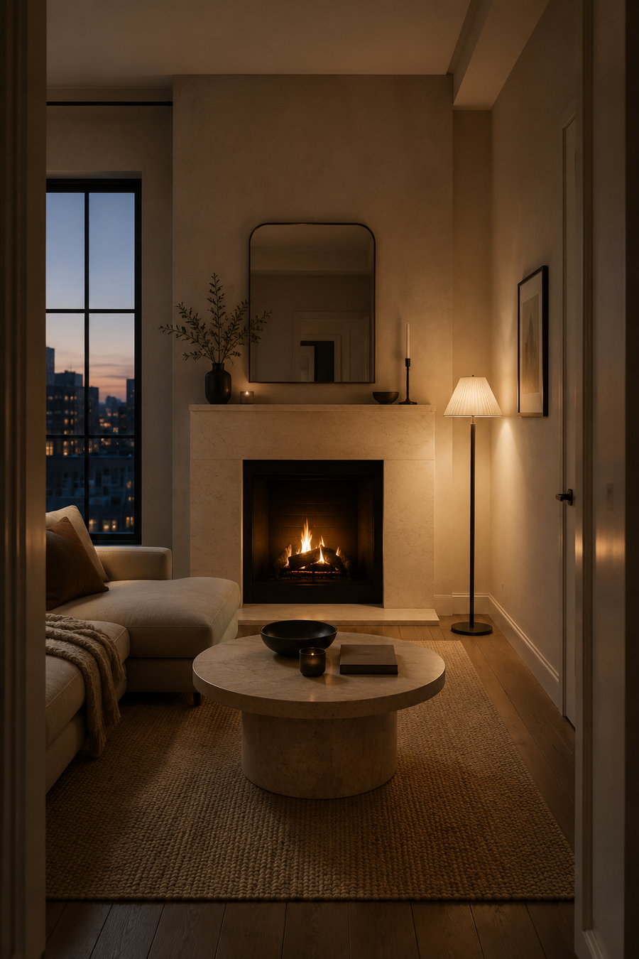16 Fireplace Styling Ideas for Cozy Living Rooms with Creamy Stone Surrounds — inspiration 4 of 16