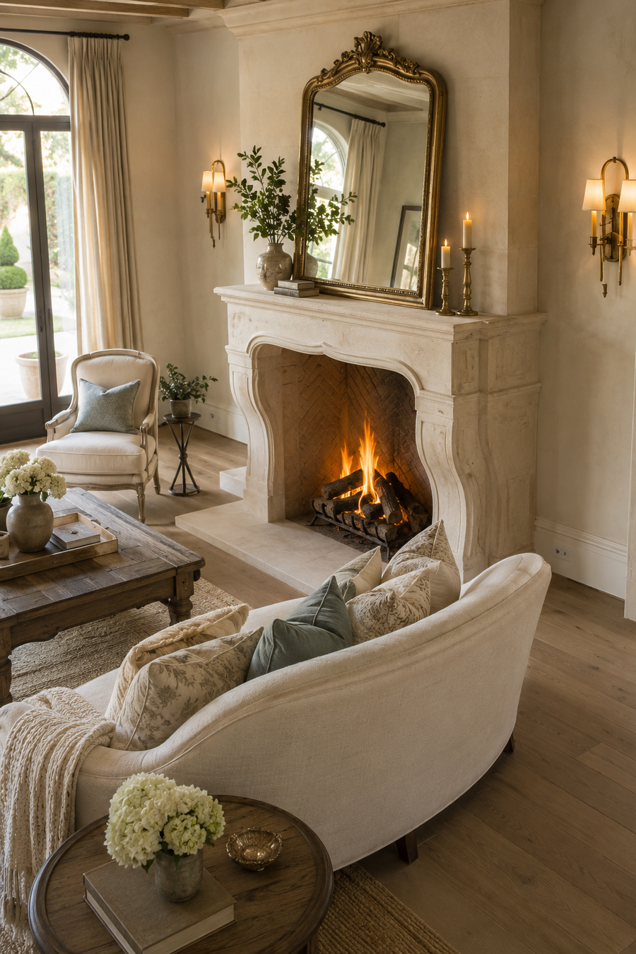 16 Fireplace Styling Ideas for Cozy Living Rooms with Creamy Stone Surrounds — inspiration 3 of 16