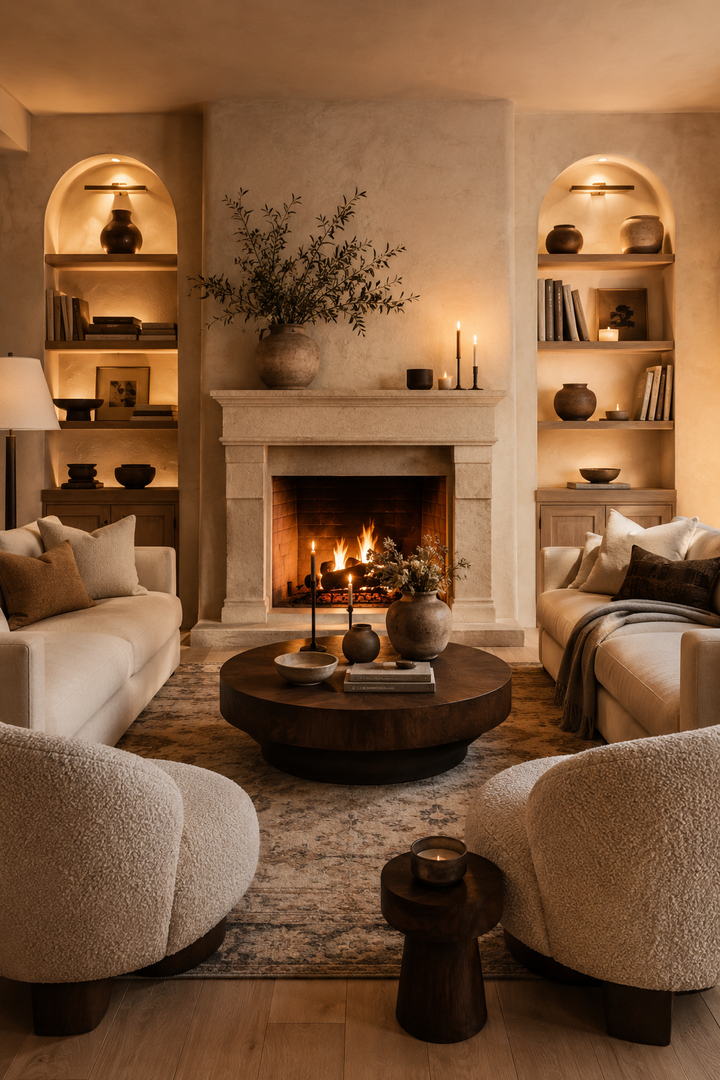 16 Fireplace Styling Ideas for Cozy Living Rooms with Creamy Stone Surrounds β inspiration 14 of 16