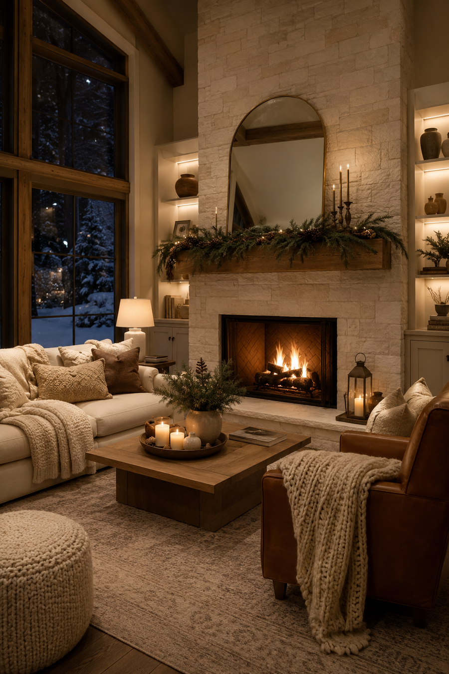 16 Fireplace Styling Ideas for Cozy Living Rooms with Creamy Stone Surrounds — inspiration 13 of 16