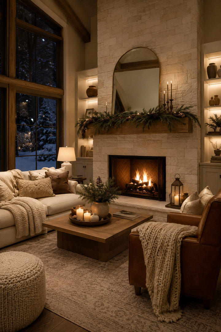 16 Fireplace Styling Ideas for Cozy Living Rooms with Creamy Stone Surrounds β inspiration 13 of 16