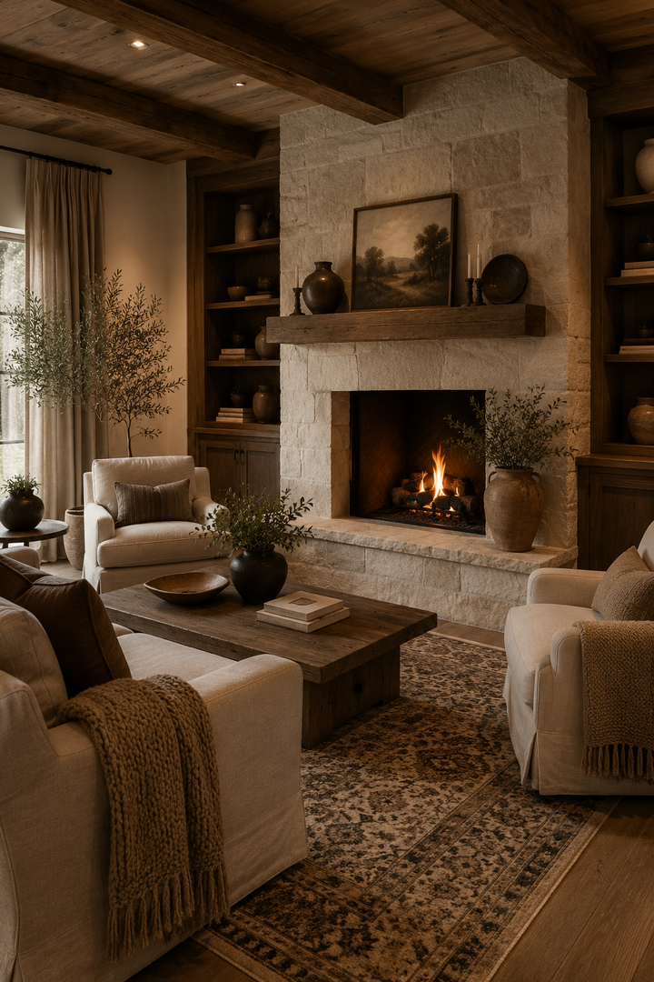 16 Fireplace Styling Ideas for Cozy Living Rooms with Creamy Stone Surrounds β inspiration 10 of 16