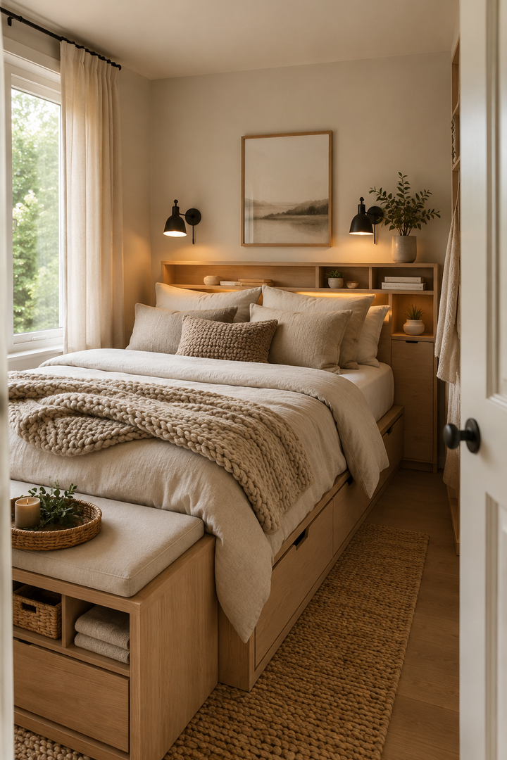 7. Frame the Bed with Built-Ins to Make a Small Room Feel Custom