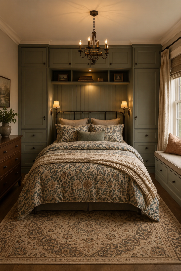 16. Use Classic Built-Ins Around the Bed for a Finished Look