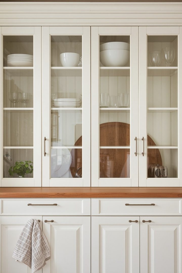 2. Use Clear Glass Doors for Everyday Dish Display