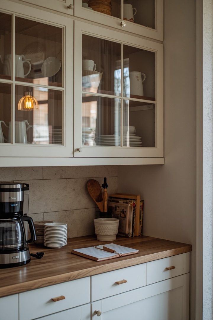 11. Add Glass Cabinets to a Coffee Station