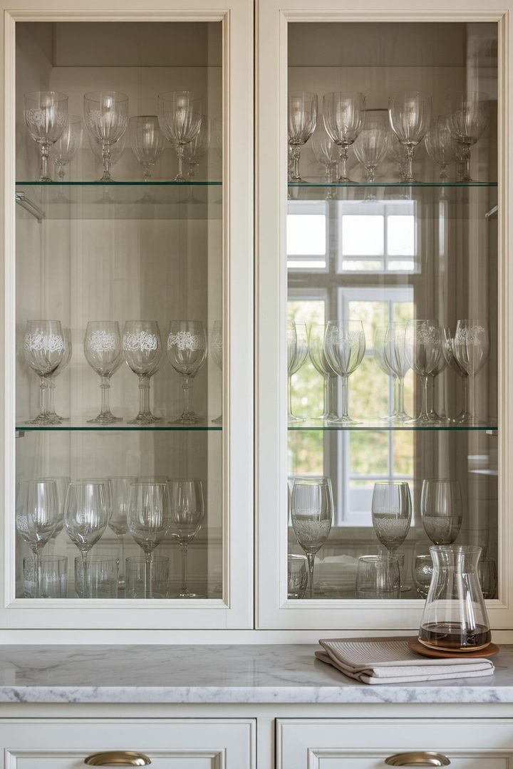 8. Use Glass Cabinets to Display Matching Glassware