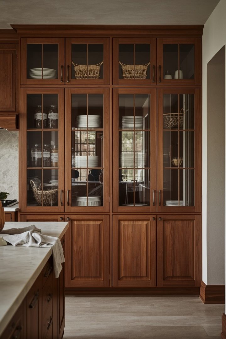 12. Use Glass Doors on Tall Pantry Cabinets