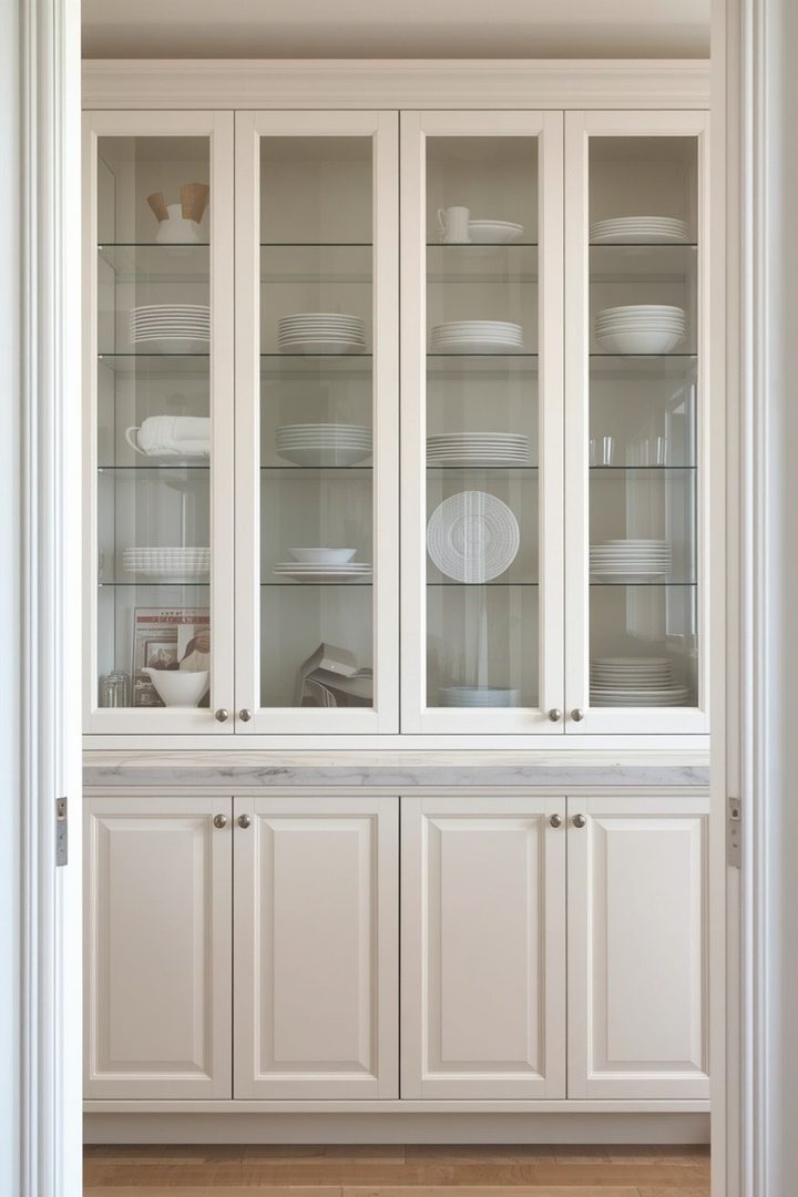 23. Finish with Simple, Uncrowded Glass Cabinet Styling