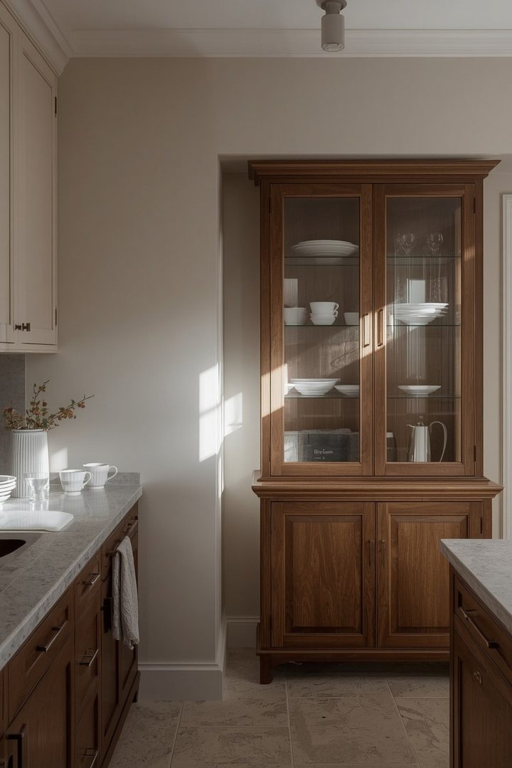 15. Use Glass Cabinets at the End of a Cabinet Run